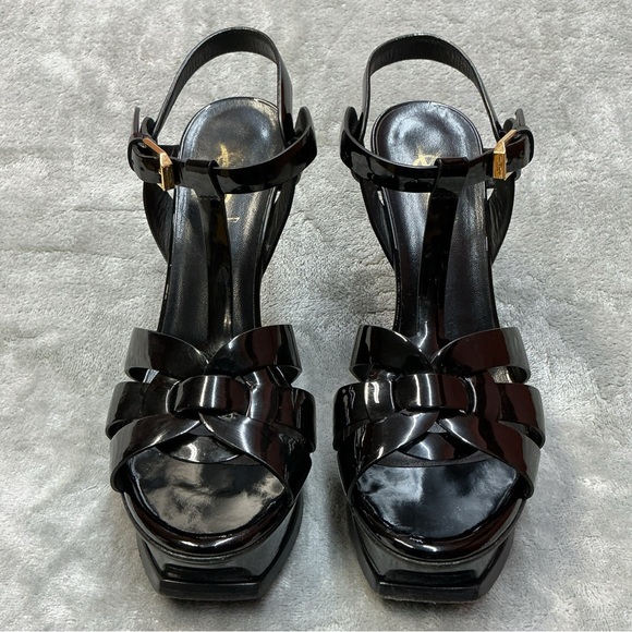 Yves Saint Laurent Tribute Woven paten Leather platform Sandals womens 36.5 - Picture 9 of 15